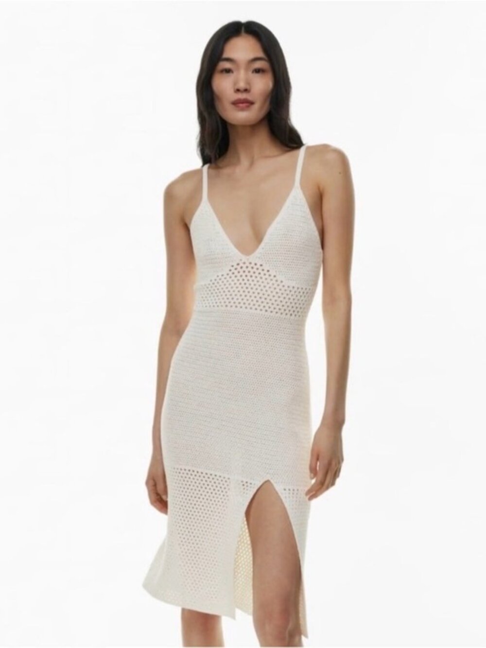 Wilfred Evie Crochet Cotton Midi Dress White Size Large Aritzia #77487